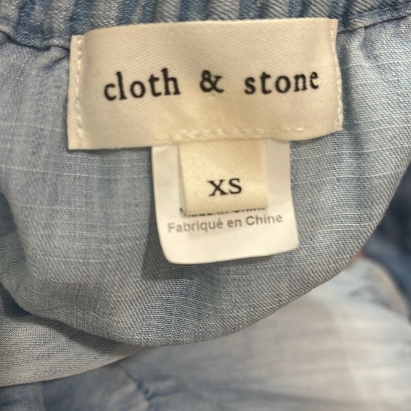 Cloth & Stone Gathered Tie Waist Ruffle Skirt Chambray Dress XS - Picture 8 of 11